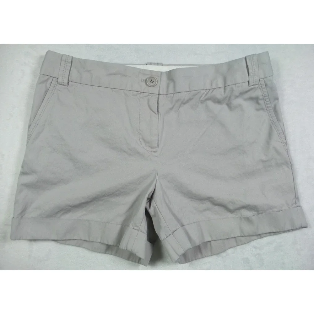 J Crew Shorts Womens Size 10 Gray Chino City Fit Cuffed Mid Rise Stretch
